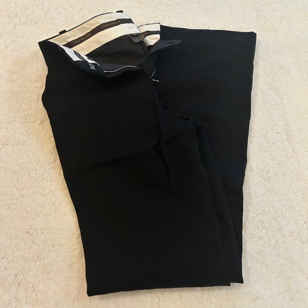 Louis Vuitton Black Wool Mid-Rise Pants